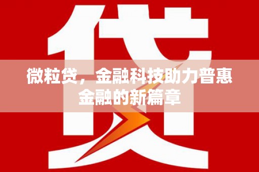 阿里微粒贷，金融科技助力普惠金融的新篇章