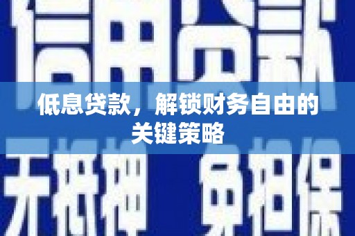 阿里低息贷款，解锁财务自由的关键策略