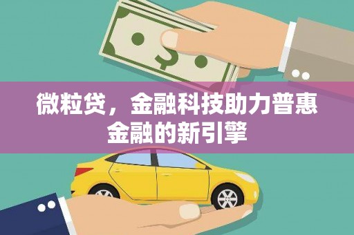 阿里微粒贷，金融科技助力普惠金融的新引擎