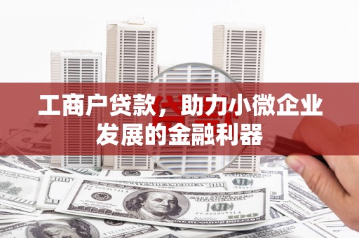阿里工商户贷款，助力小微企业发展的金融利器