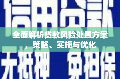 阿里全面解析贷款风险处置方案，策略、实施与优化