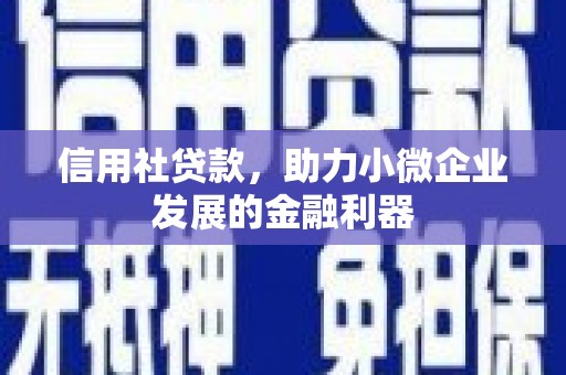 阿里信用社贷款，助力小微企业发展的金融利器