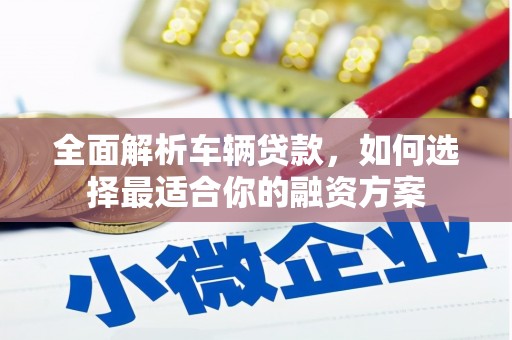 阿里全面解析车辆贷款，如何选择最适合你的融资方案